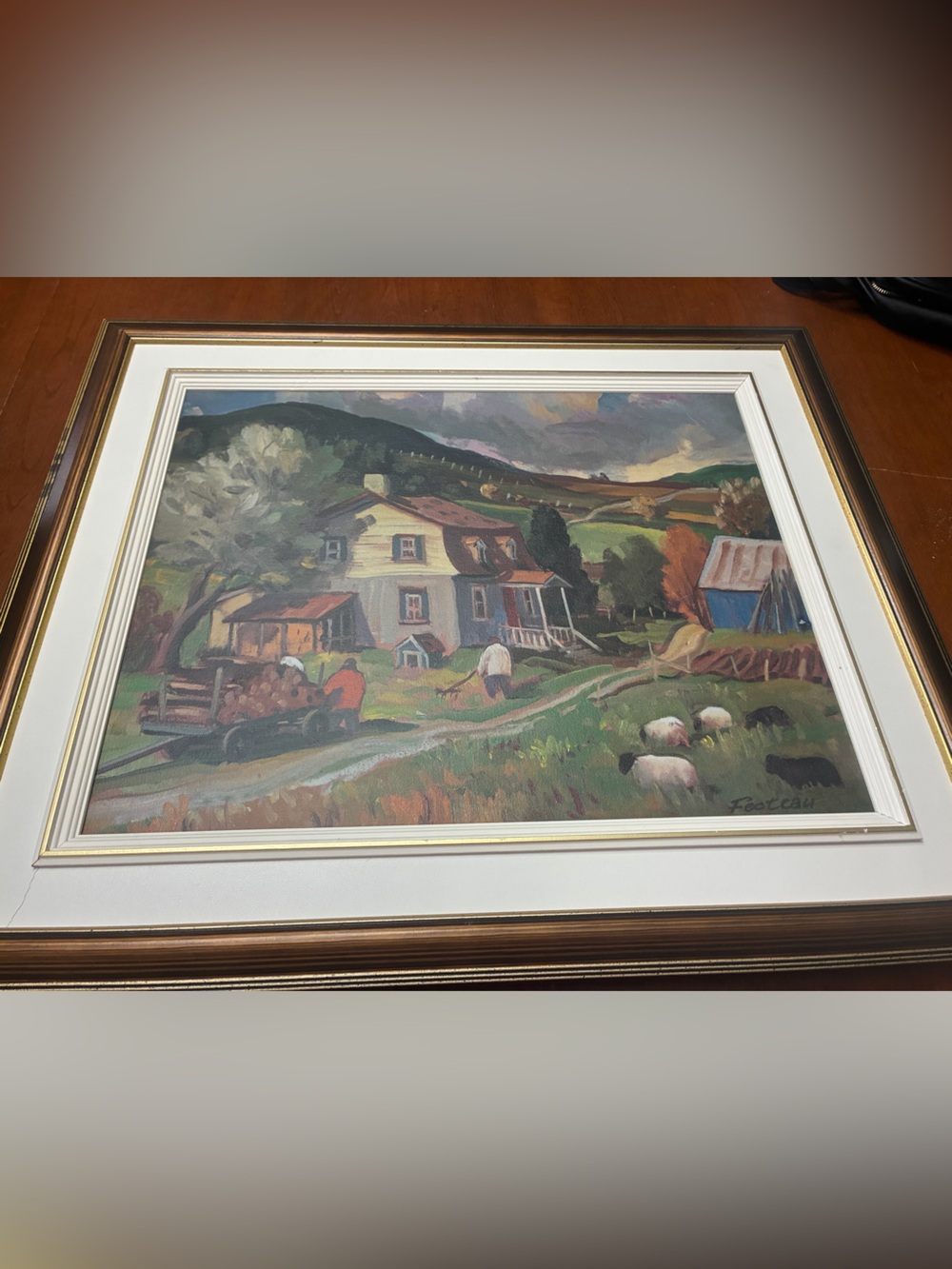Countryside Farmhouse Painting – Multi-Color Landscape Wall Art